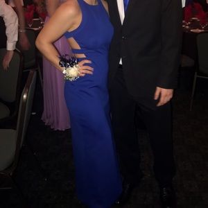 Royal blue prom dress.